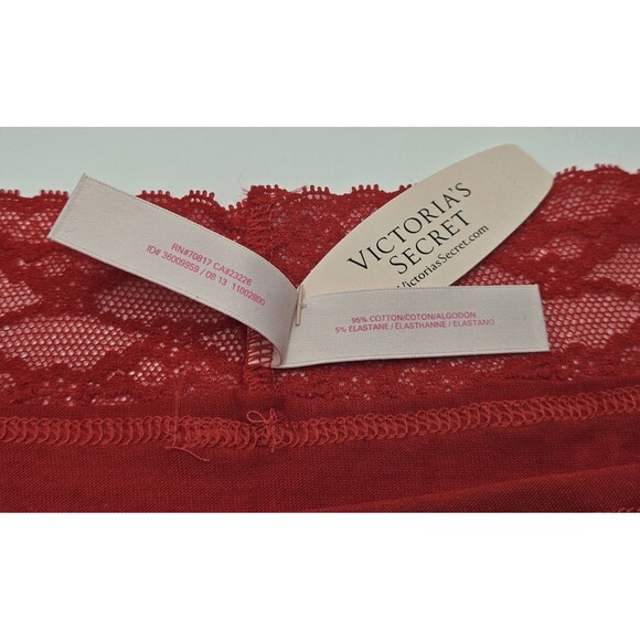 VICTORIA’S SECRET Red Soft Cotton blend Lace Low Rise Hip Hugger Panty Size S/P - Picture 4 of 5